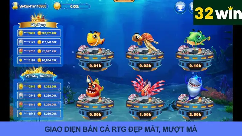 Giao diện bắn cá RTG rất hoàn hảo