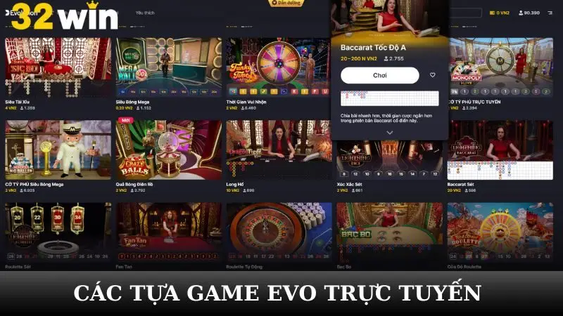 Cập nhập những tựa game bài tại sảnh EVO trực tuyến
