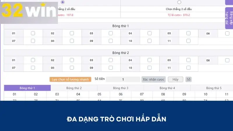 Sảnh game cung cấp đa dạng trò chơi hấp dẫn