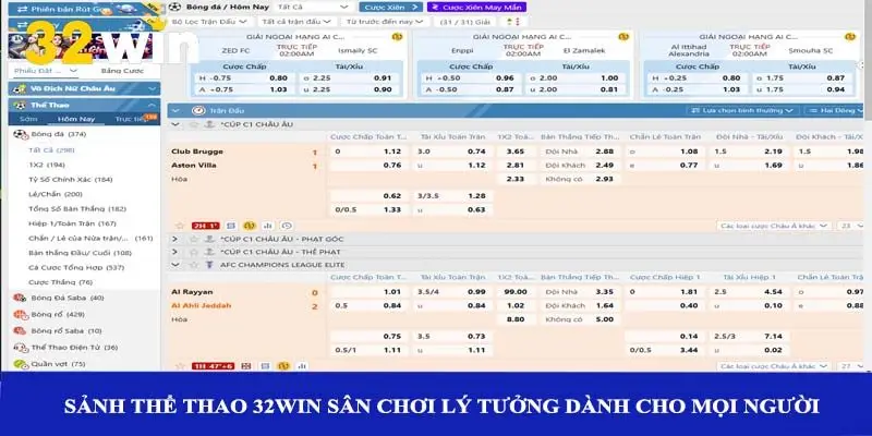 Sảnh thể thao 32win sân chơi lý tưởng dành cho mọi người