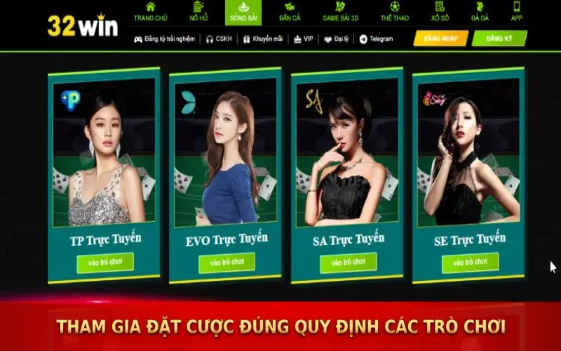 Tham gia đặt cược đúng quy định theo từng thể loại trò chơi